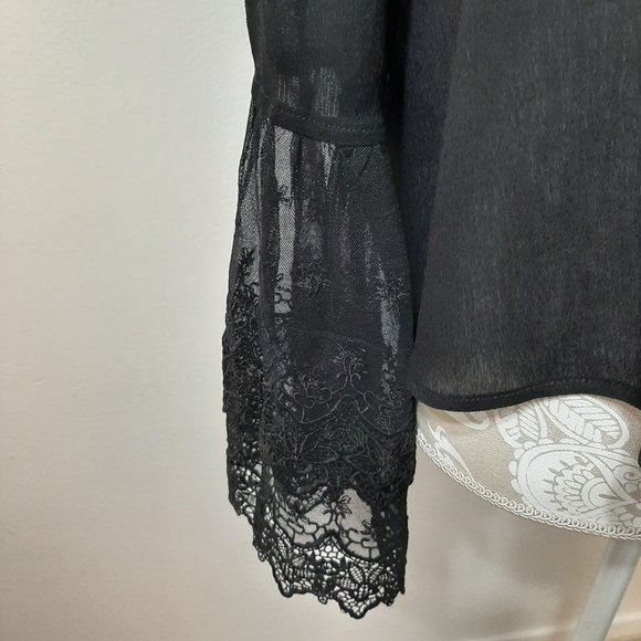 Black Boho Cardigan With lace accents - Picture 5 of 6